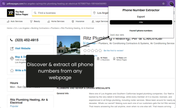 Phone Number Extractor – Chrome Extension