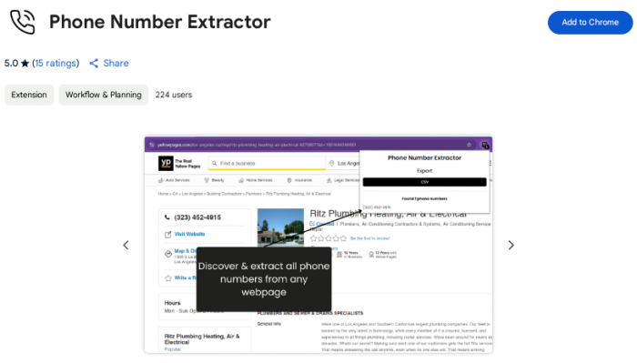Phone Number Extractor – Chrome Extension